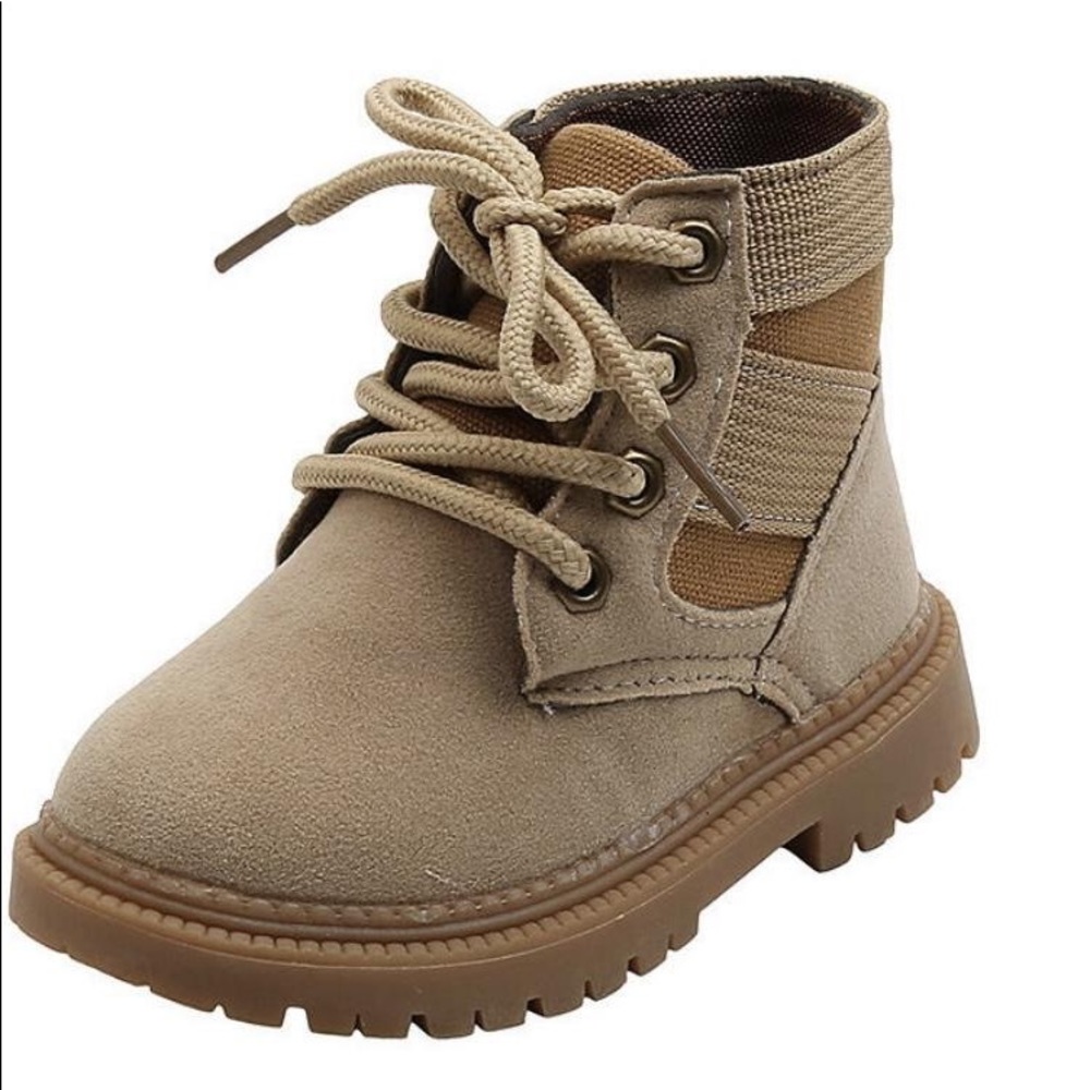 Beige combat boots